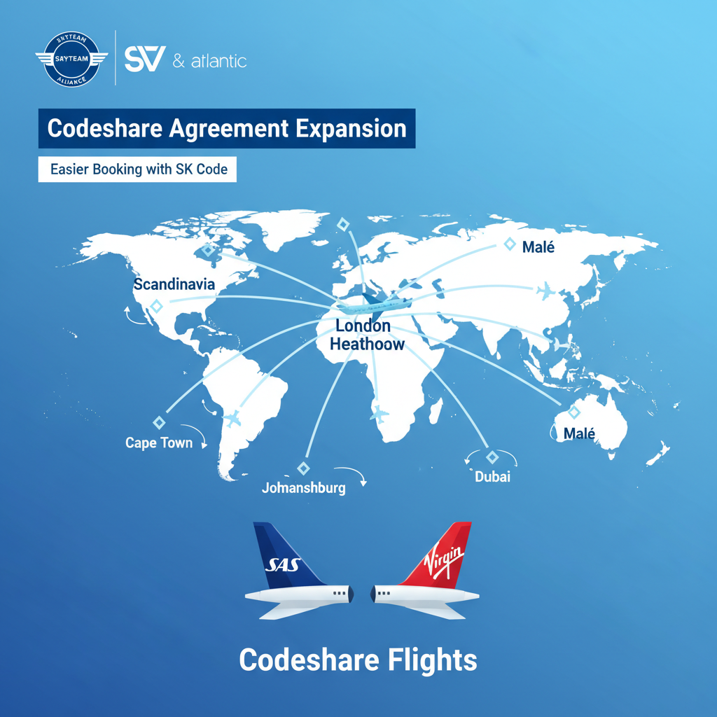 SAS og Virgin Atlantic udvider codeshare-aftale for langdistance-destinationer via London Heathrow