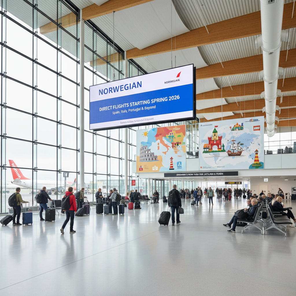 Norwegian is significantly increasing its direct flight routes from Billund Airport starting spring 2026