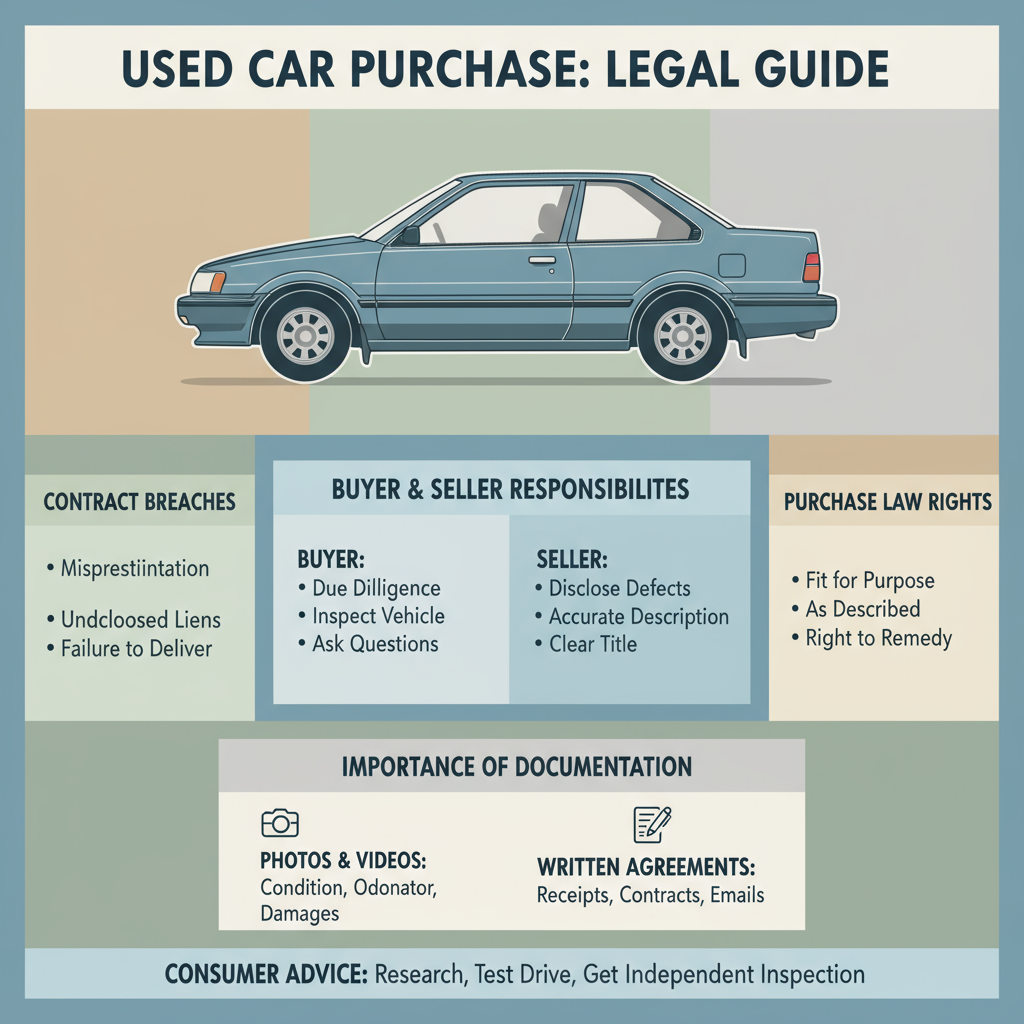 Juridiske konsekvenser ved bilkjøp: Hva skjer ved kontraktsbrudd og mangel på bruktbil?