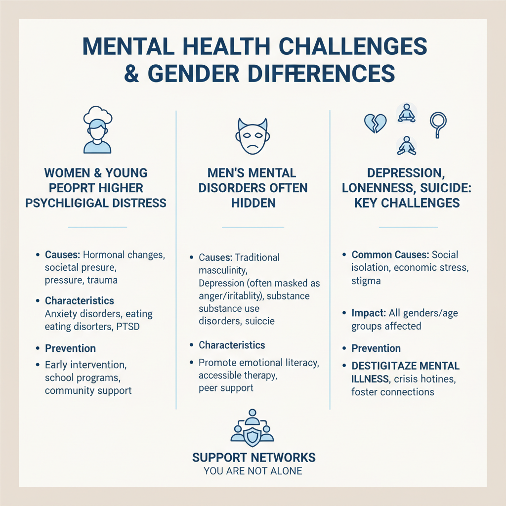 Psykisk helse blant kvinner, unge og menn: Utfordringer og kjønnsforskjeller