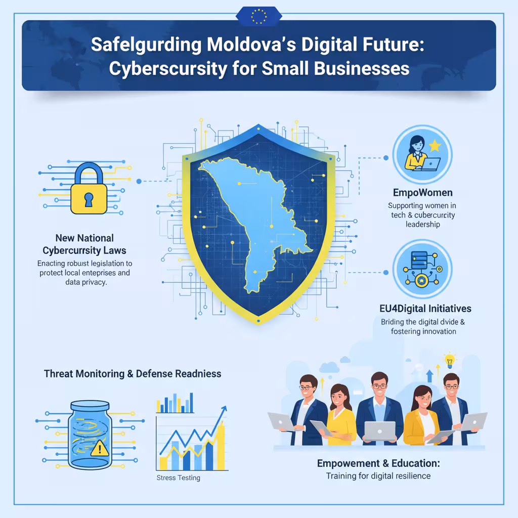 Cybersikkerhet for småbedrifter i Moldova: Nasjonal styrking og EU-samarbeid