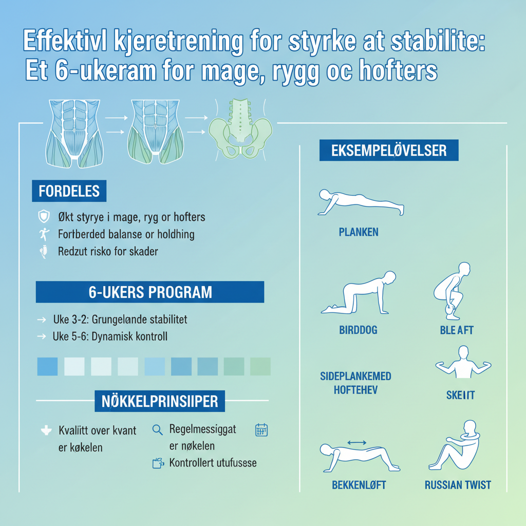 Effektiv kjernetrening for styrke og stabilitet: Et 6-ukers program for mage, rygg og hofter