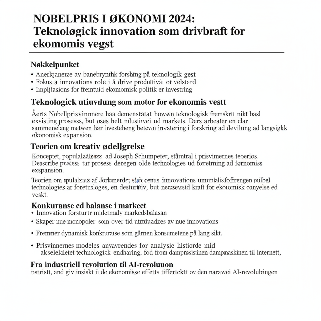 Nobelpris i økonomi 2024: Teknologisk innovasjon som drivkraft for økonomisk vekst