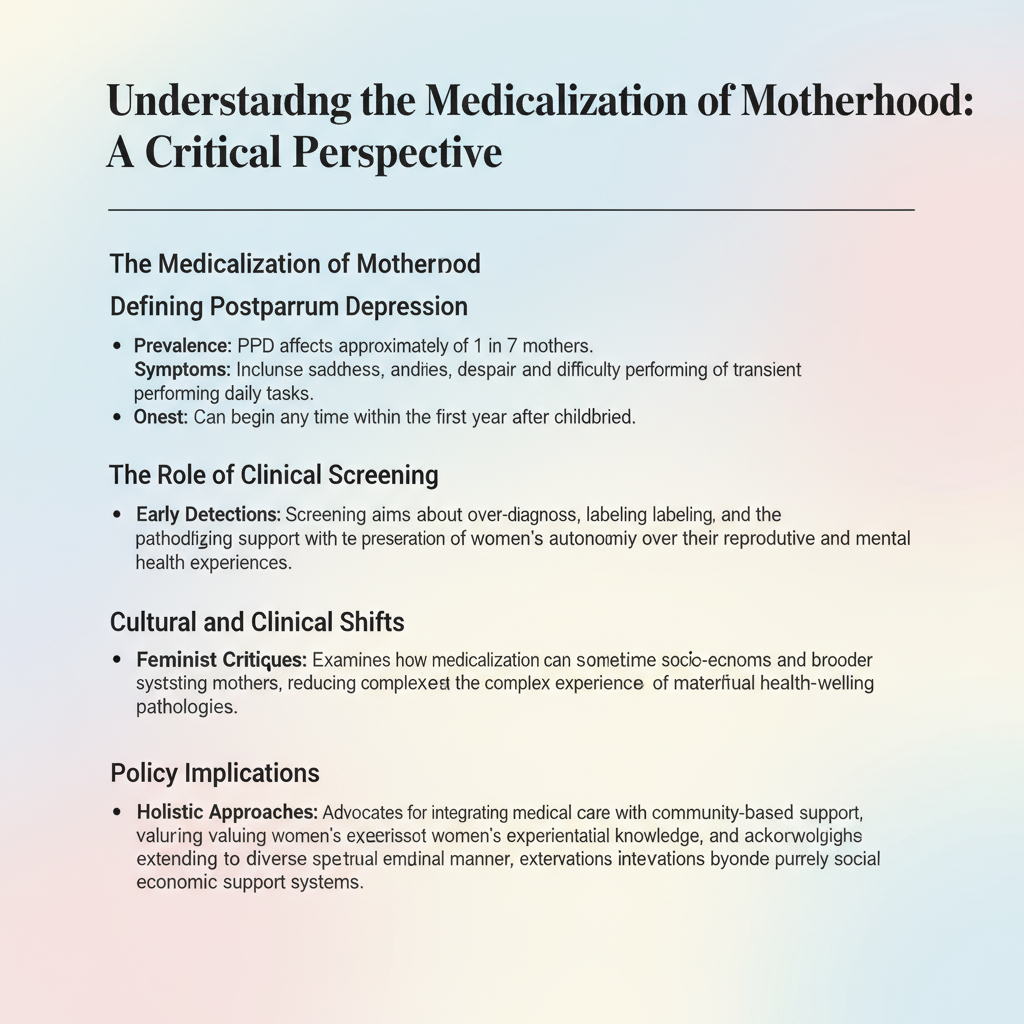 Medicalization of Motherhood: Understanding Postpartum Mental Health and Cultural Impacts