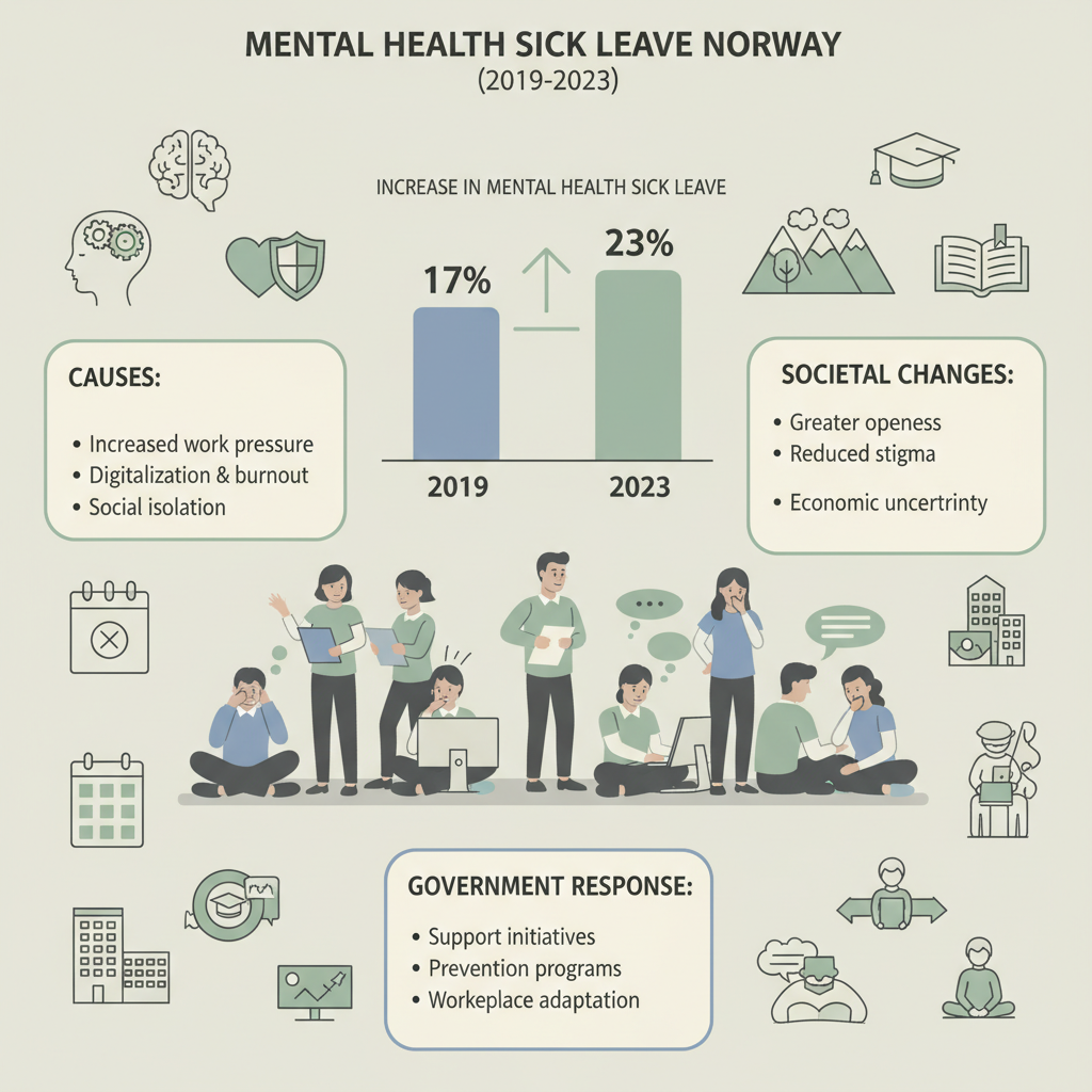 Økning i psykisk sykefravær i Norge 2019–2023: Årsaker og tiltak