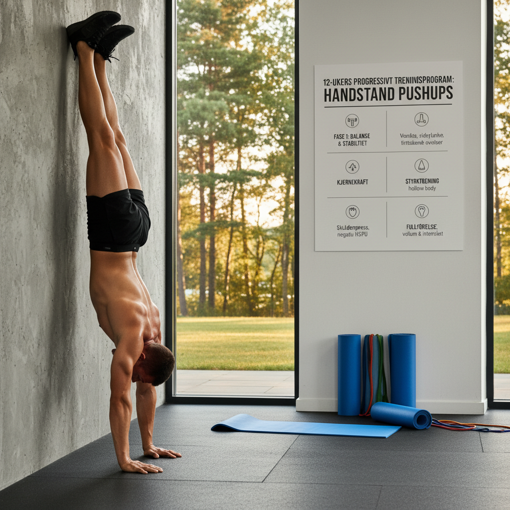 12-ukers treningsprogram for å mestre håndstående pushups med fokus på styrke og balanse