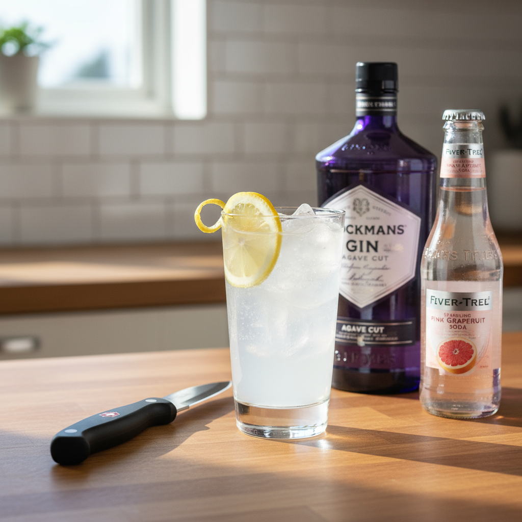Oppskrift på forfriskende sommercocktail med Brockmans Gin og Fever-Tree Soda