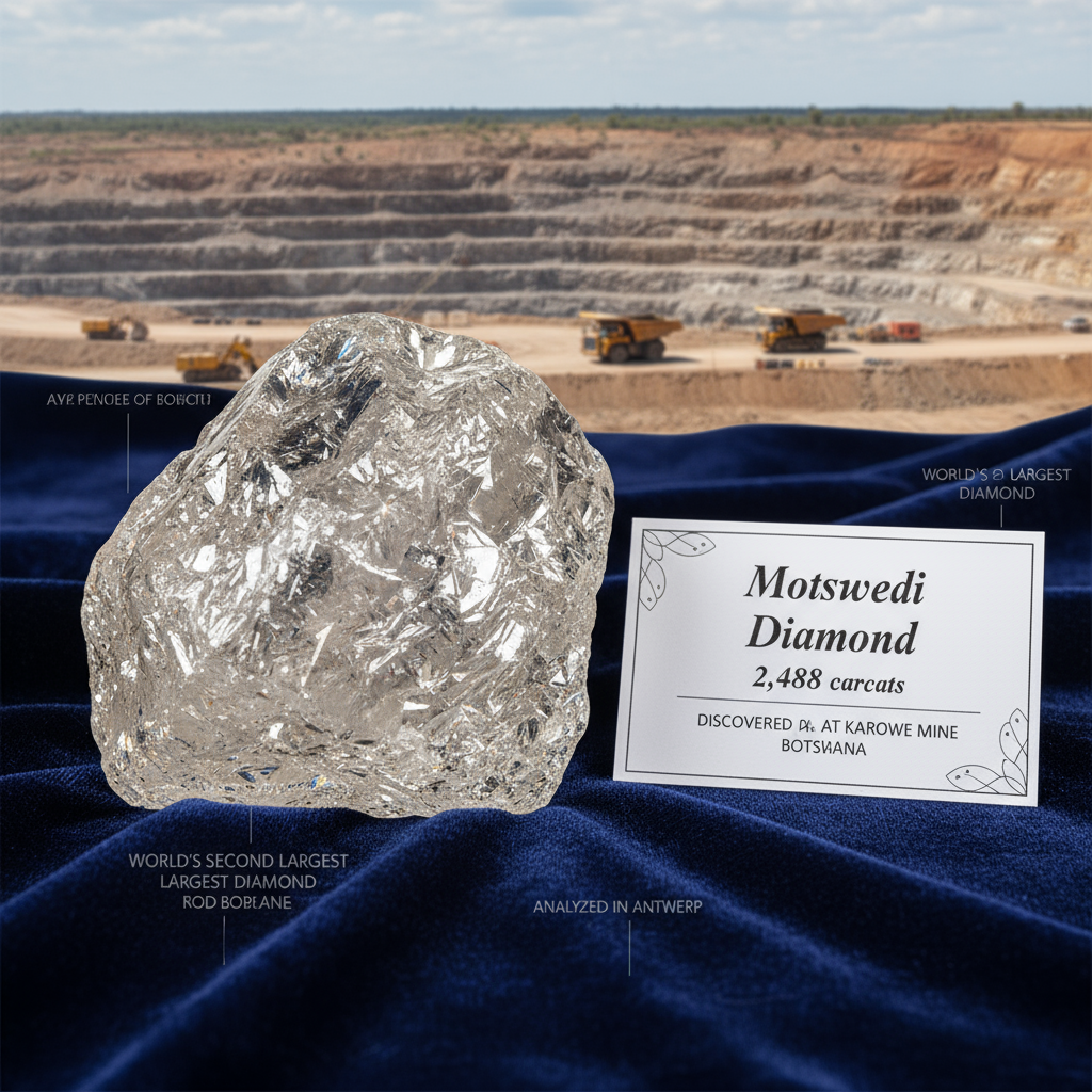 Botswana oppdager verdens nest største diamant Motswedi på 2 488 karat