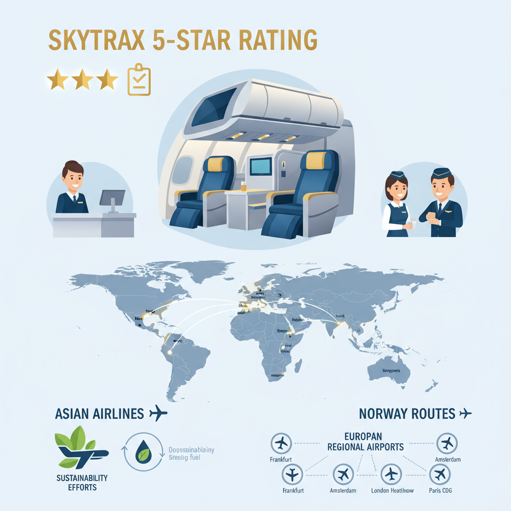 Skytrax 5-stjerners vurdering: Asiatiske flyselskap dominerer globalt og i Norge