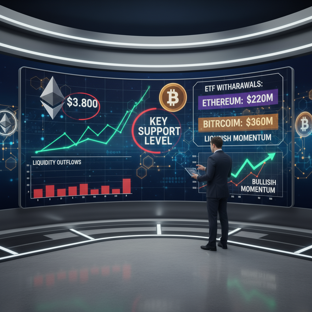 Ethereum Faces $232M ETF Outflows but Holds $3,800 Support for Bullish Potential