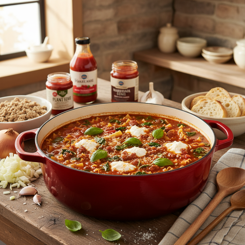 One Pot Lasagna Soup Recipe: Hearty Italian Comfort Meal in a Dutch Oven