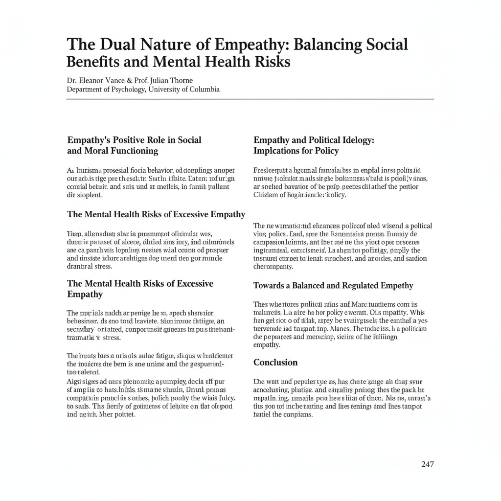 The Dual Nature of Empathy: Balancing Social Benefits and Mental Health Risks
