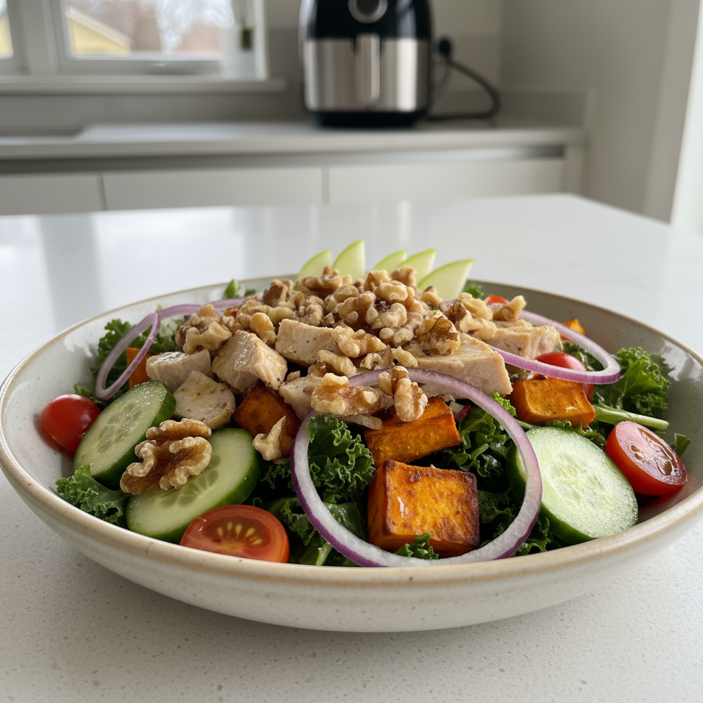 Proteinrik lunsj med kalkun og søtpotet i airfryer – sunn og enkel oppskrift