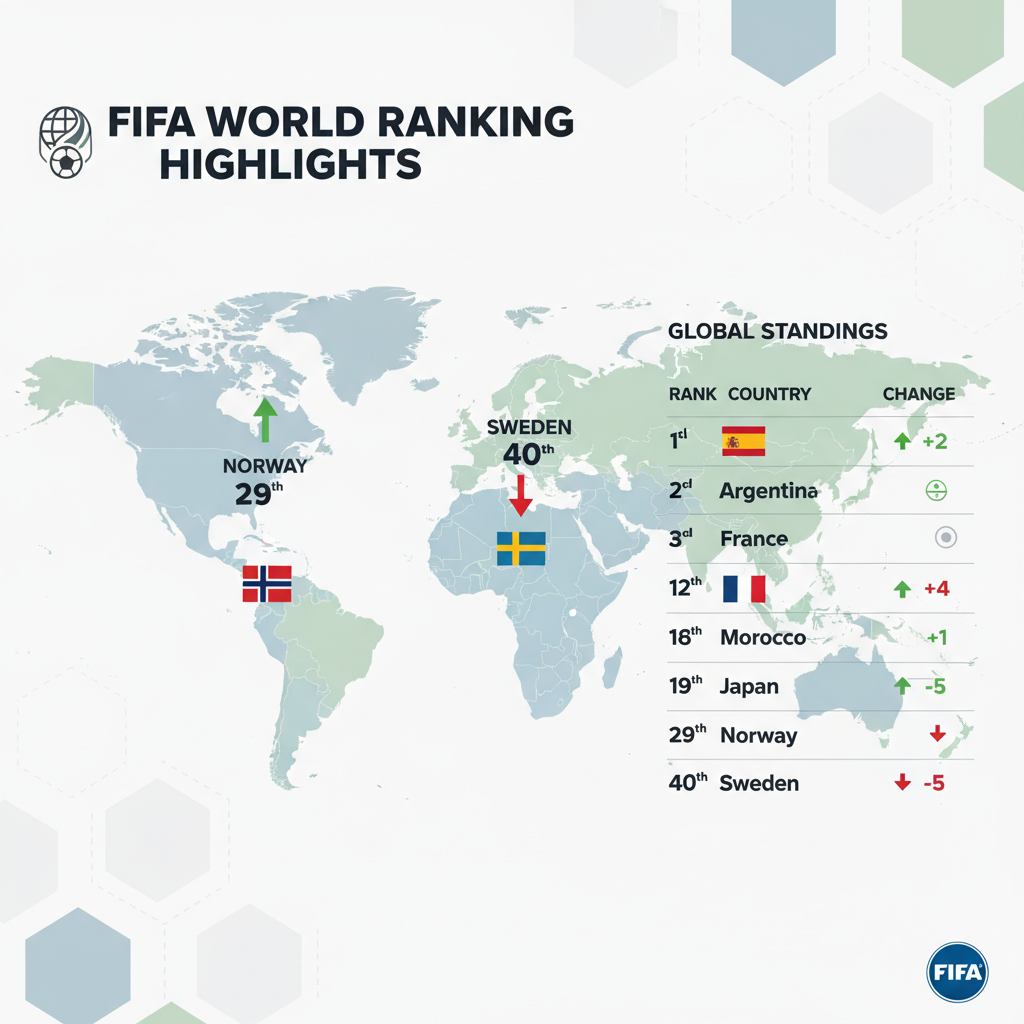 FIFA-rankingen: Norge klatrer til 29. plass mens Sverige faller