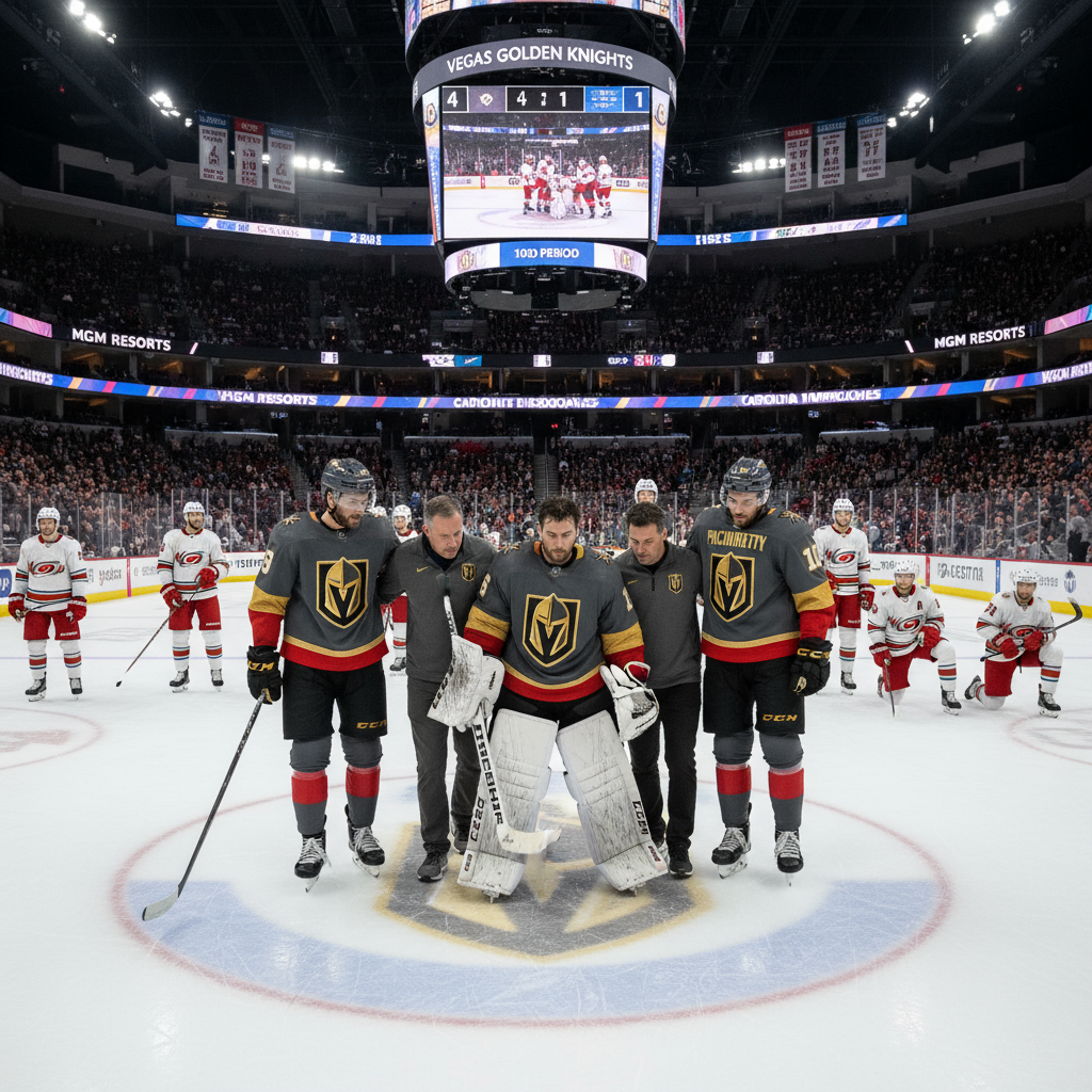 Golden Knights Beat Hurricanes 4-1 Despite Adin Hill’s Leg Injury