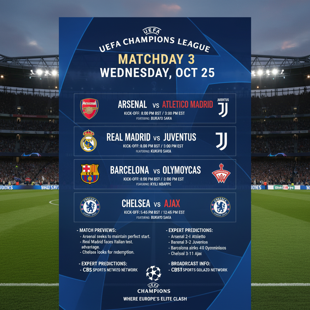 UEFA Champions League Matchday 3 Preview: Arsenal vs Atletico & Real Madrid vs Juventus