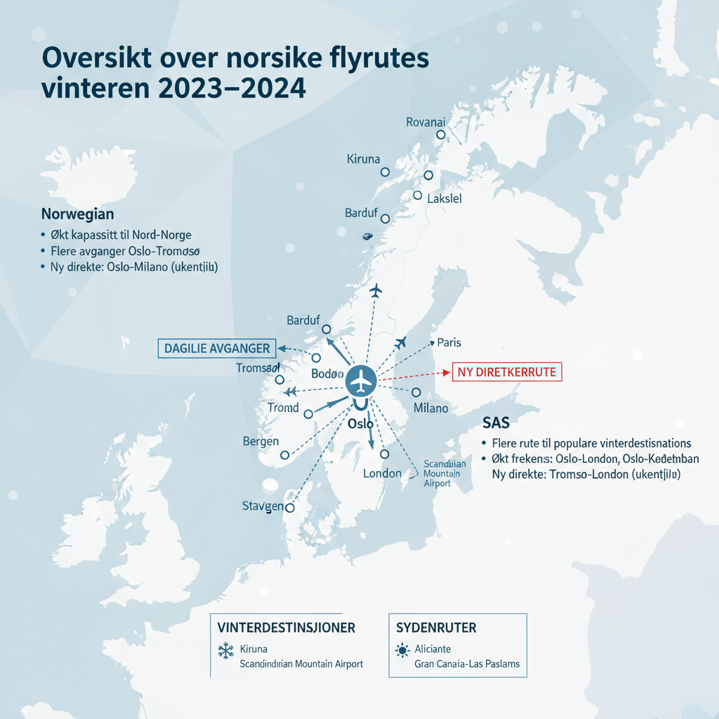 Norske flyruter vinteren 2023–2024: Nye reiseruter og økte frekvenser