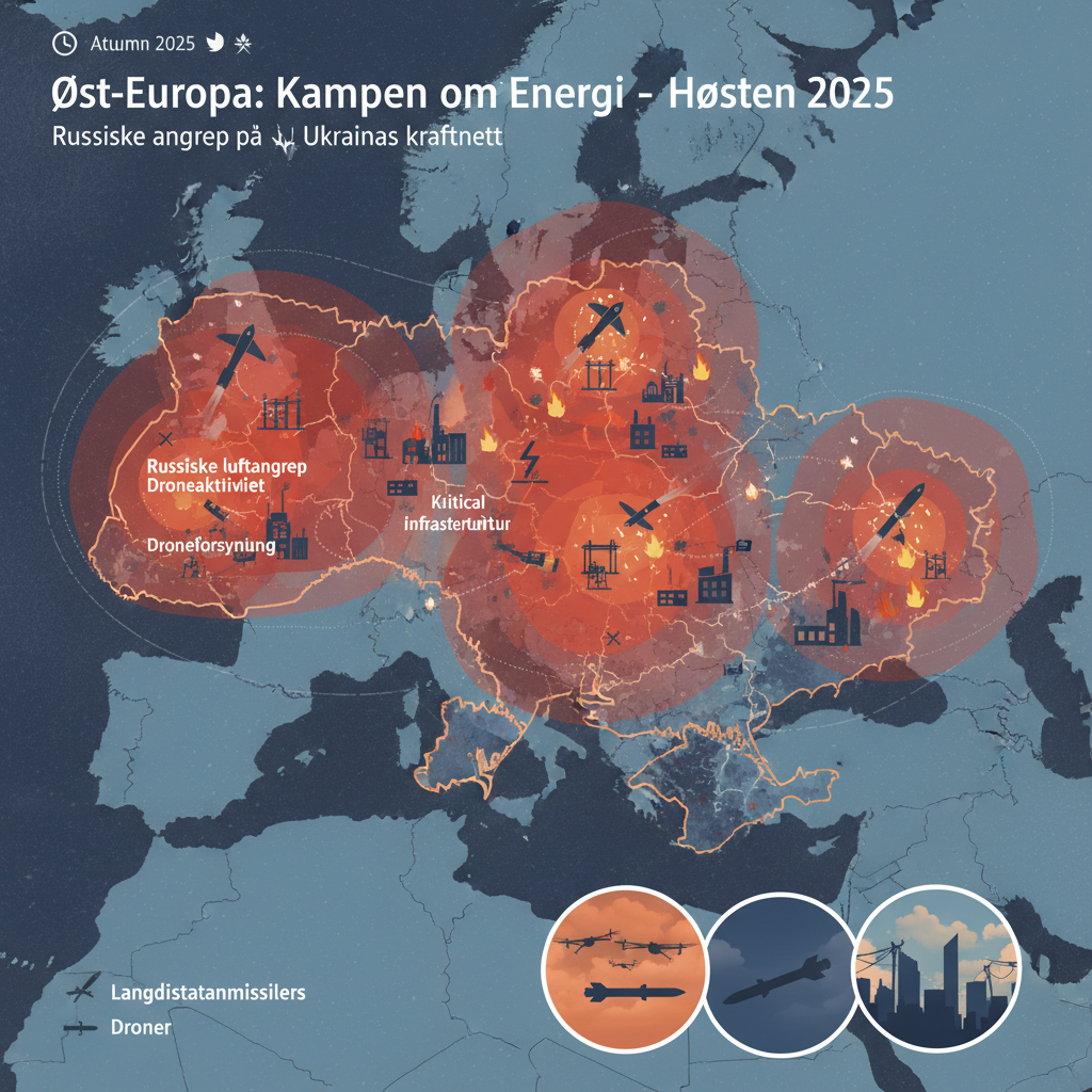 Russiske luftangrep høsten 2025 målretter energiforsyning og kritisk infrastruktur i Ukraina