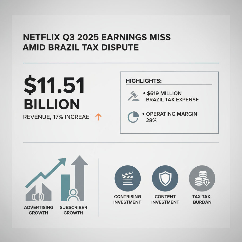Netflix Q3 2025 Earnings Miss Due to Brazil Tax Dispute, Focus on Ads and Content Growth