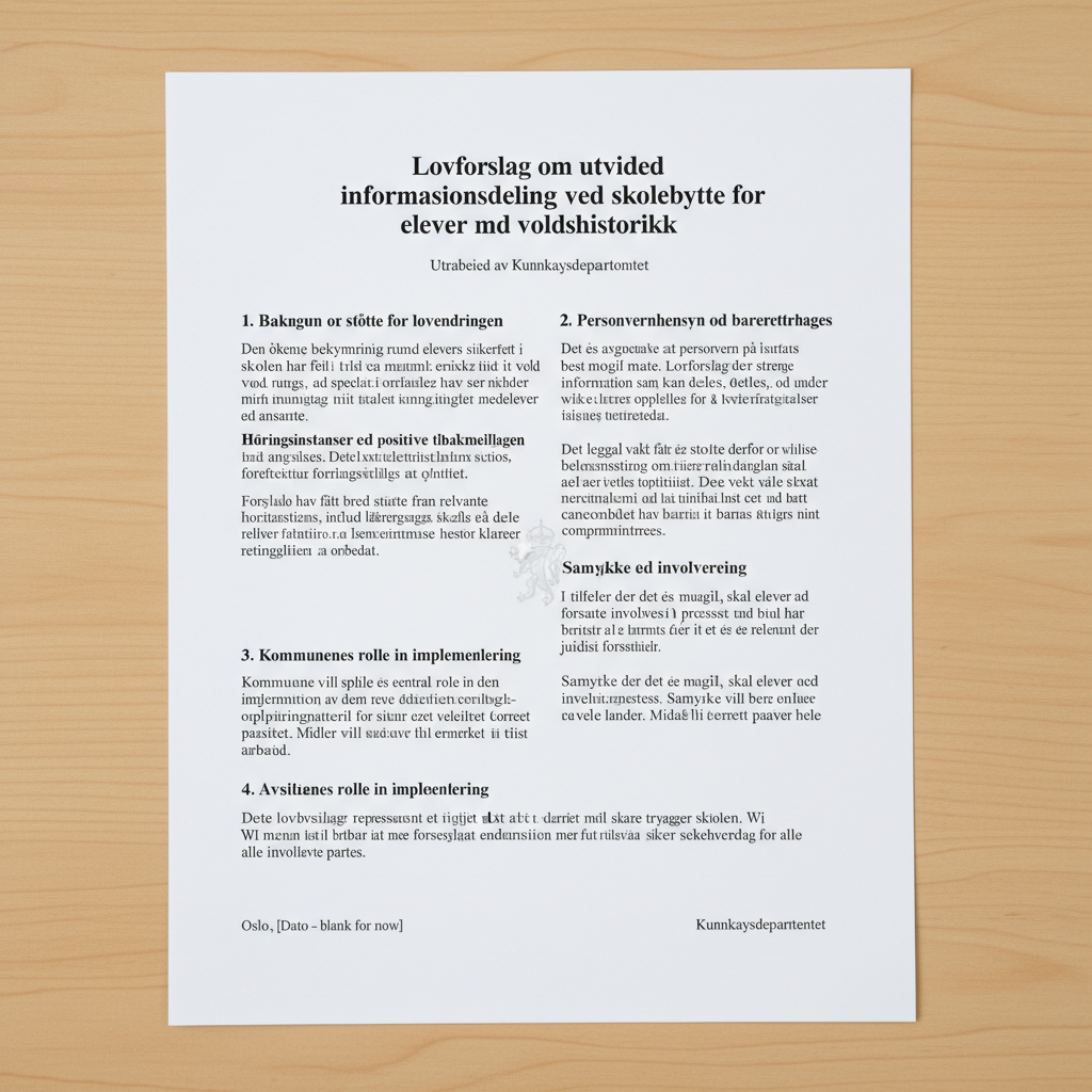 Lovforslag om utvidet informasjonsdeling ved skolebytte for elever med voldshistorikk