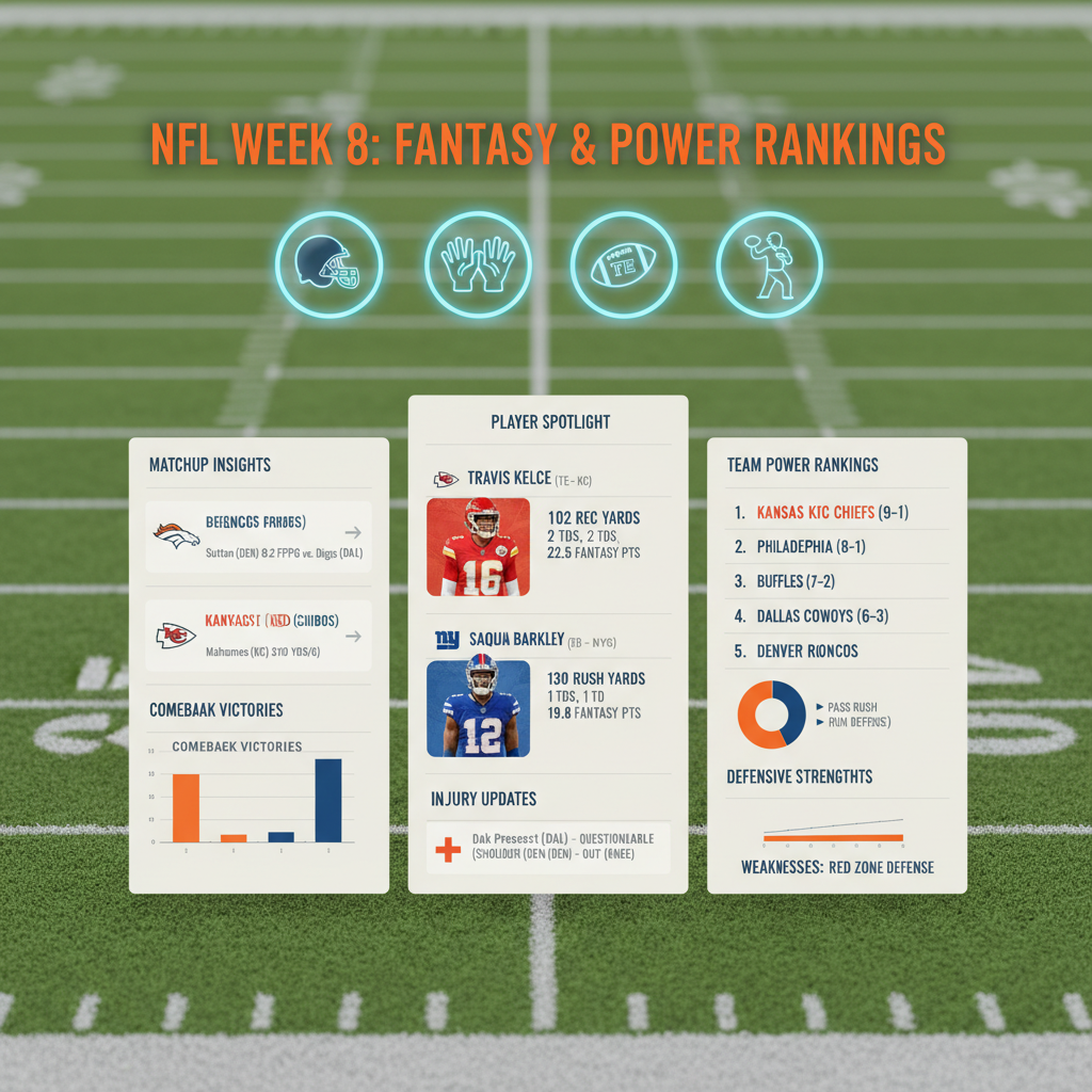 NFL Week 8 Fantasy Football and Power Rankings Analysis