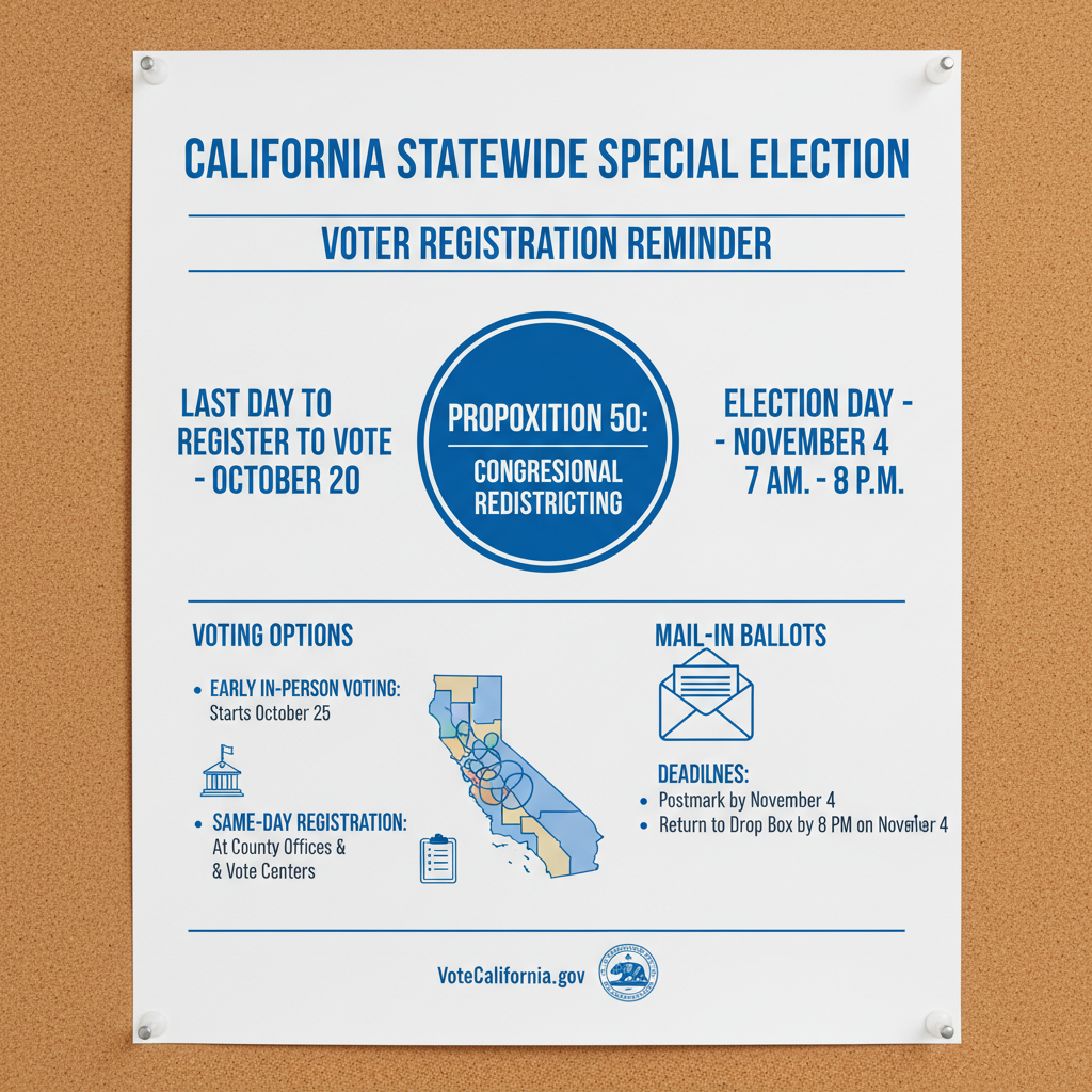 Register Today for California's Nov 4 Proposition 50 Election on Redistricting