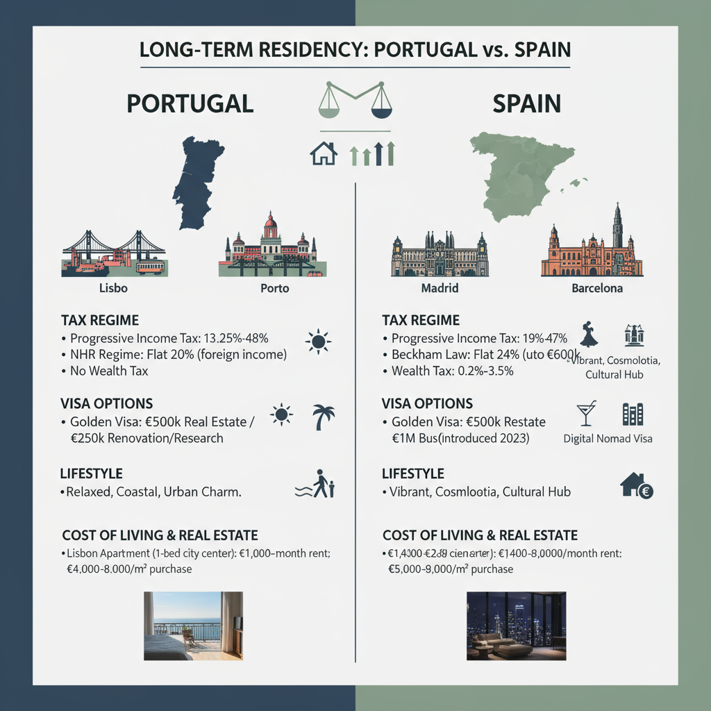 Portugal vs Spain: Tax Regimes, Visa Options & Lifestyle for Long-Term Residents
