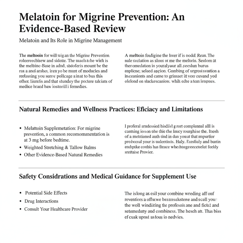 Melatonin for Migraine Prevention: Evidence-Based Benefits and Safety Insights