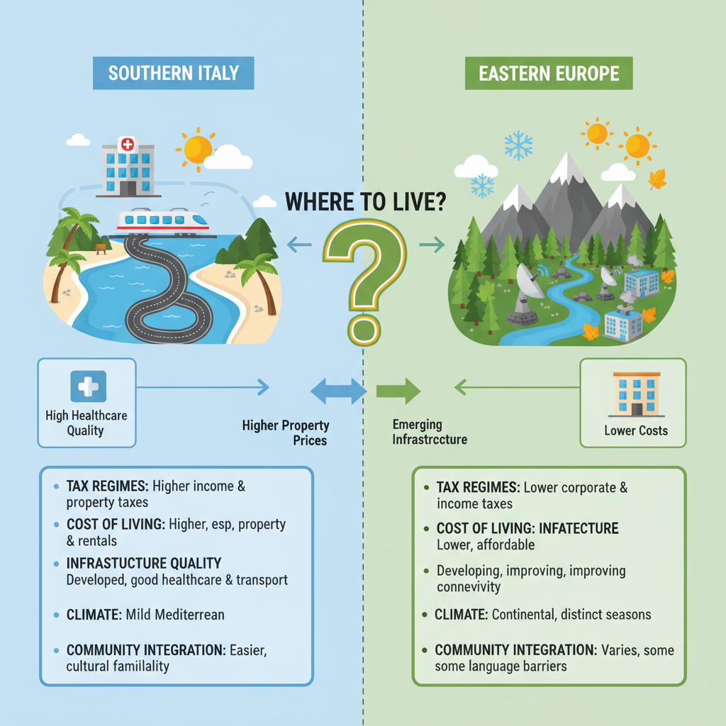 Southern Italy vs Eastern Europe for Expats: Taxes, Cost, Climate & Lifestyle
