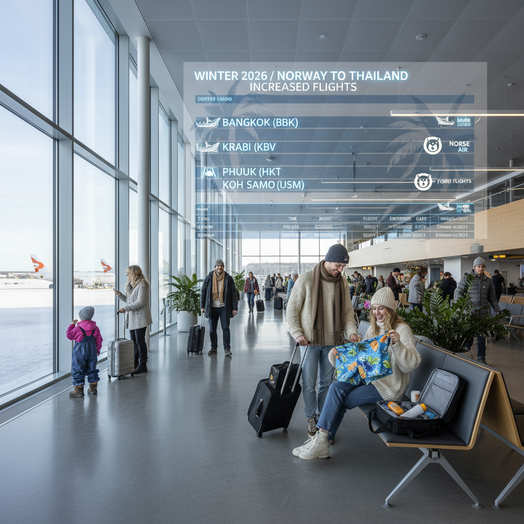 Utvidede flytilbud til Thailand vinteren 2026 fra Norge med Finnair og Norwegian