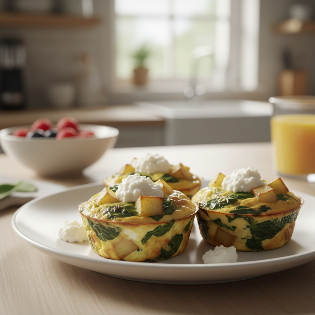 Proteinrike eggemuffins med spinat, potet og cottage cheese – enkel oppskrift